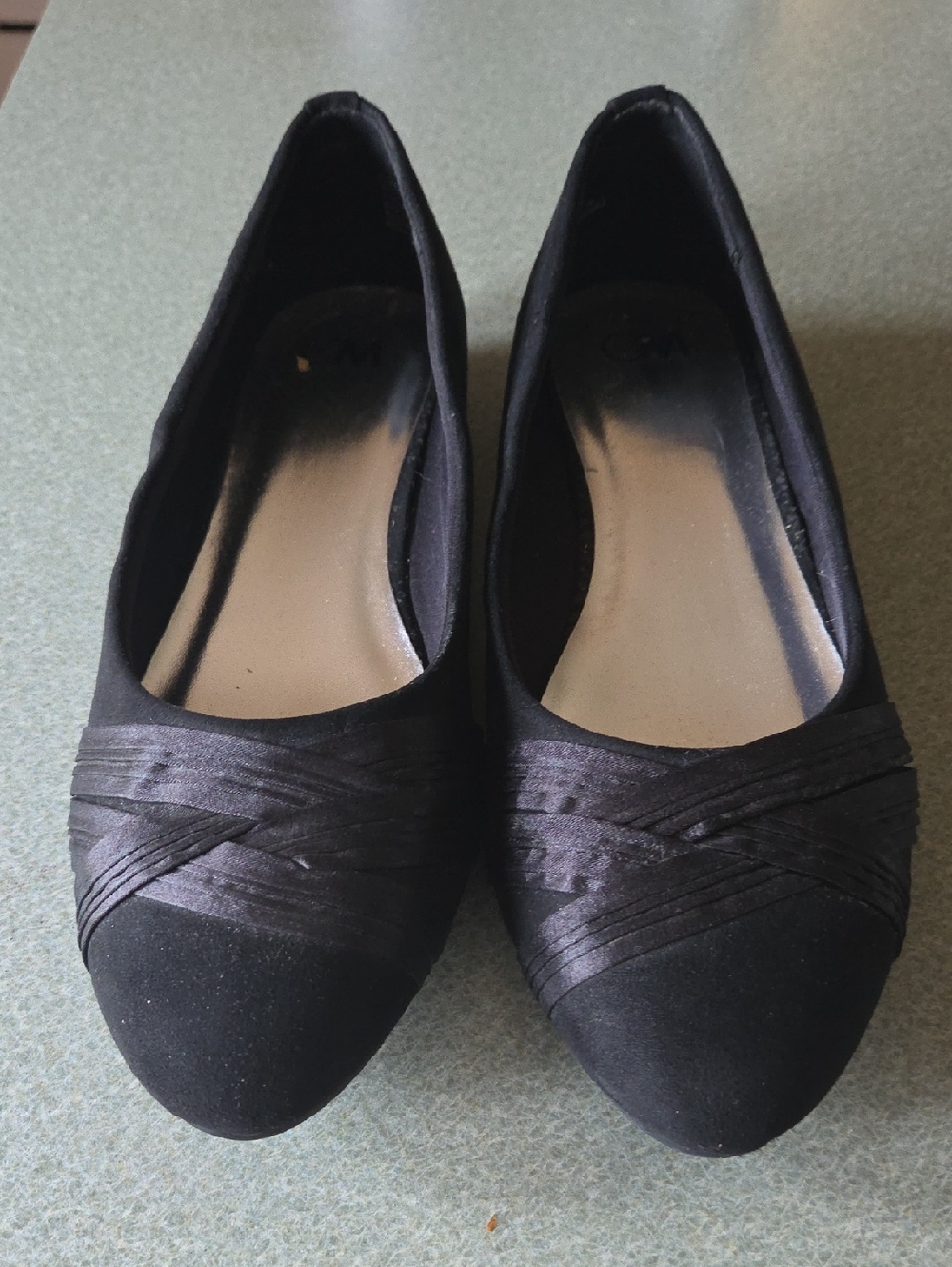 Women's Black Satin-Trim Ballet Flats Size 11